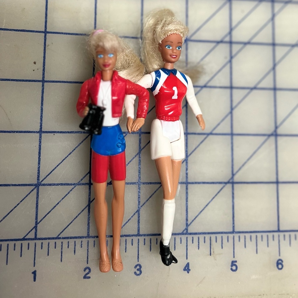 Two Vintage Barbie Figures Athletic Barbie and Coach Barbie- See pictures please